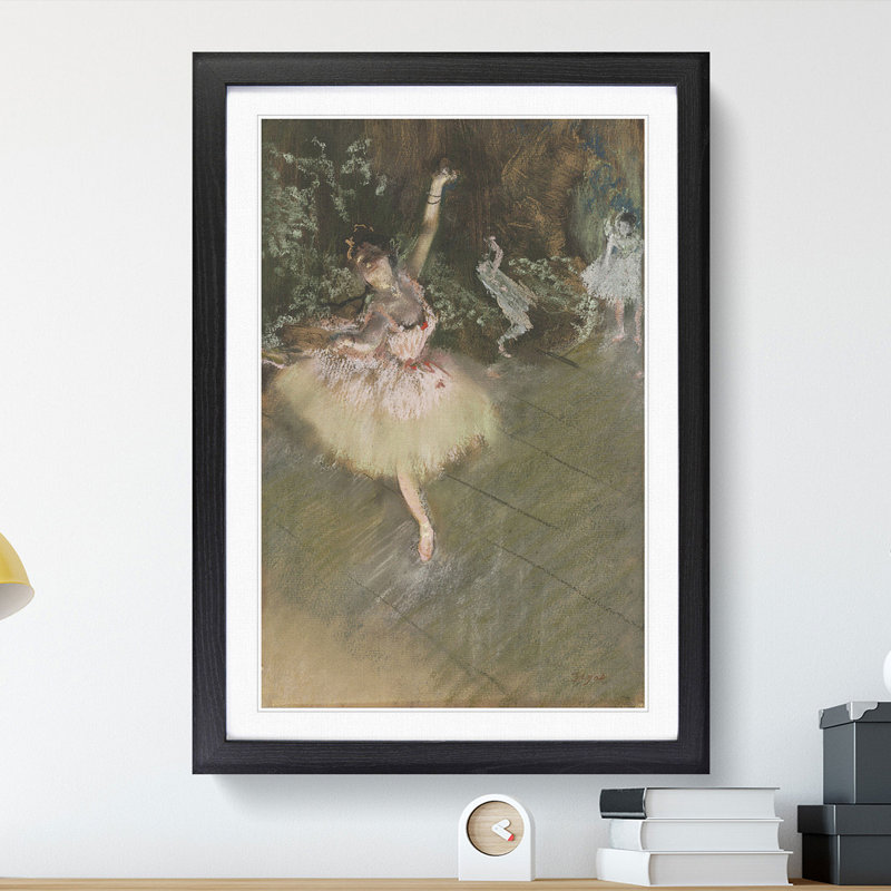 A Star Ballet Ballerina Dancer by Edgar Degas - Picture Frame Painting, 36cm H x 27cm W x 2cm D, Black