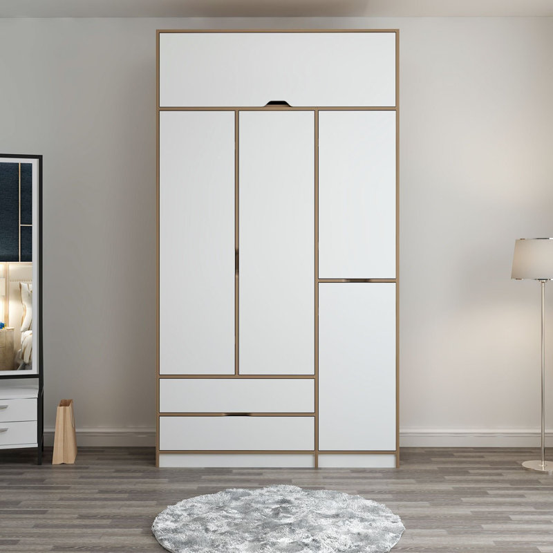 Elina 5 Door Manufactured Wood Wardrobe, White