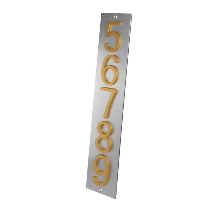 Plaque d'adresse verticale Amgo, Argent argent, Doré, Oui