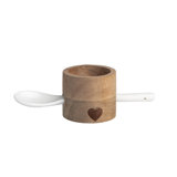 Egg Cup Set - Acacia Wood and Porcelain