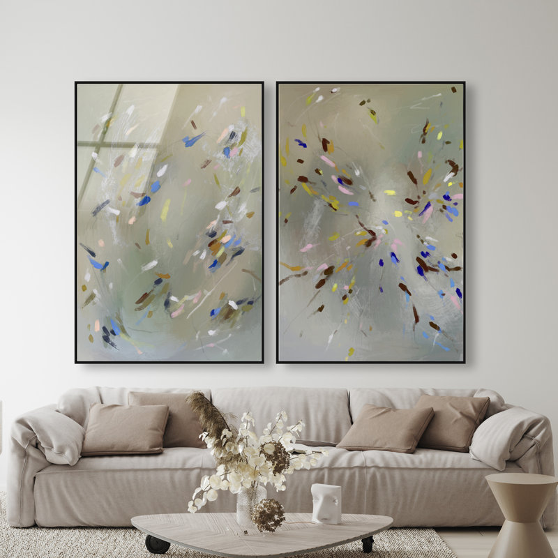 Spontaneous Traces Set Set by Oliver Gal, 32"H x 22"W, Black Floater Frame