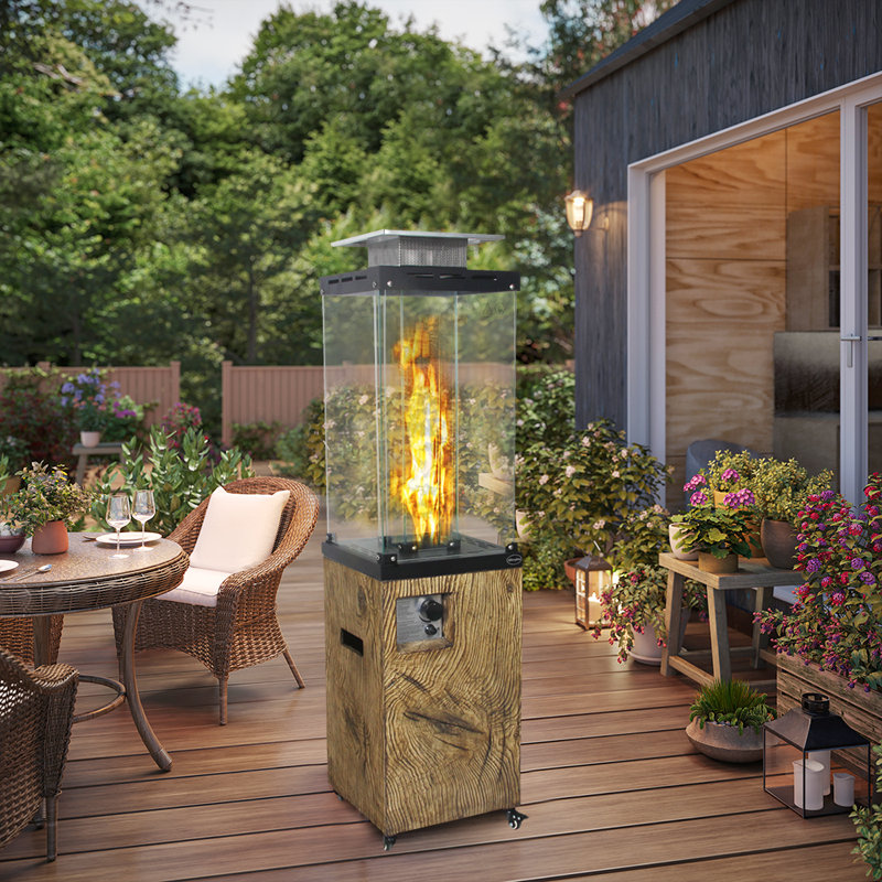 Chauffe-terrasse au propane 41 000 BTU, Finition chêne naturel