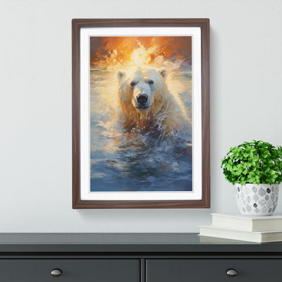 XYZ-FRM-V1223-5199 Polar Bear Expressionism - Single Picture Frame Print on Wood
