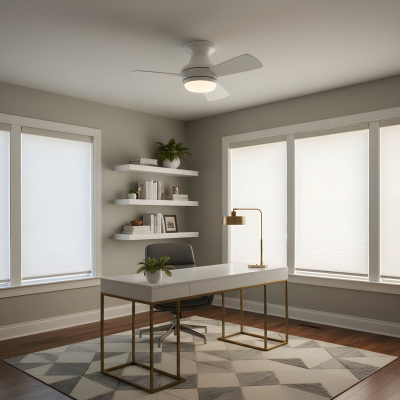 Visual Comfort Fan Ikon 32 Hugger LED Indoor Ceiling Fan with Matte White blades and Handheld Remote, Matte White