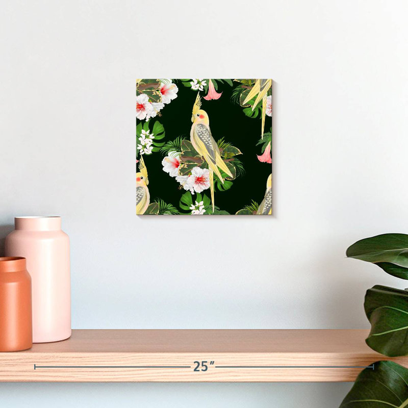 Crowle Tropical Cockatiels, 10" H x 10" W