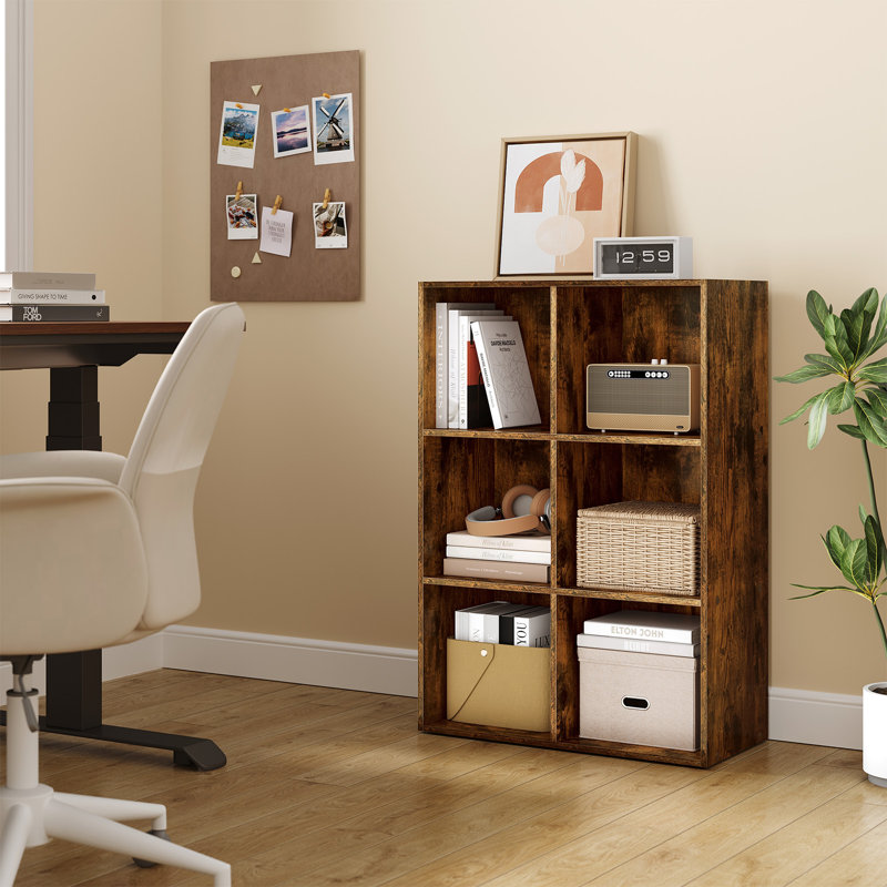 Cube Bookcase, (3 Shelves) 89cm H  x 59.5cm W  x 29cm D, Vintage Brown