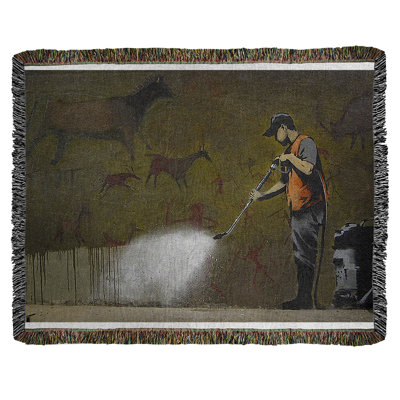 Banksy Graffiti Hand Woven Throw Blanket