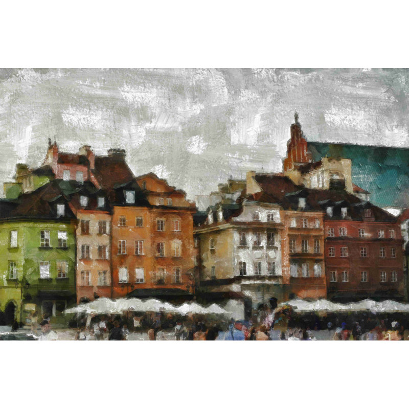 Bâtiments européens neutres - peinture sur toile tendue, H 32 po x l 48 po