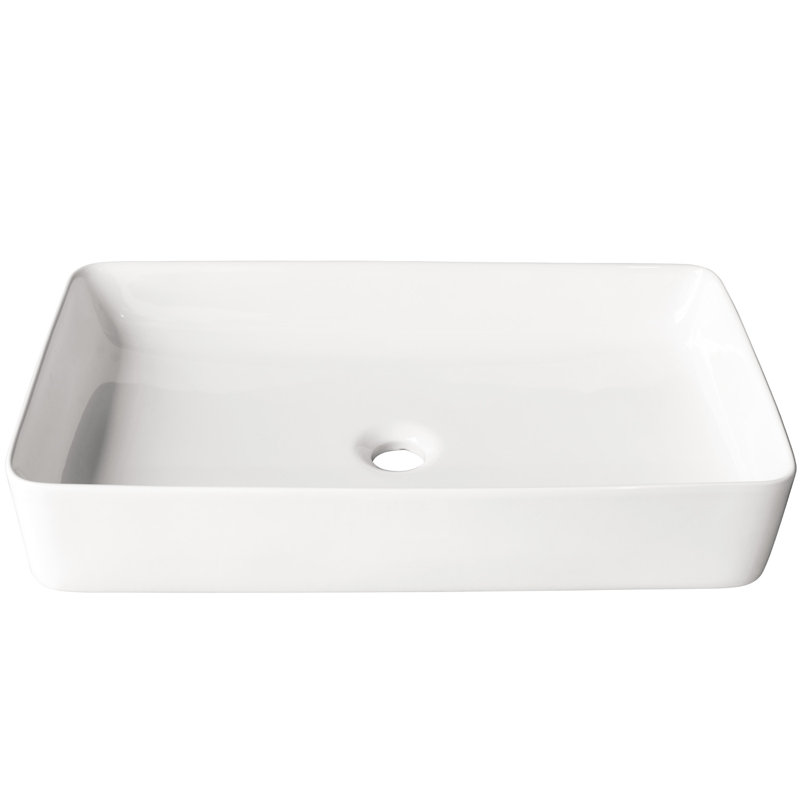 AGUA CANADA Futilo 13.58'' Ceramic Rectangular Bathroom Sink, White