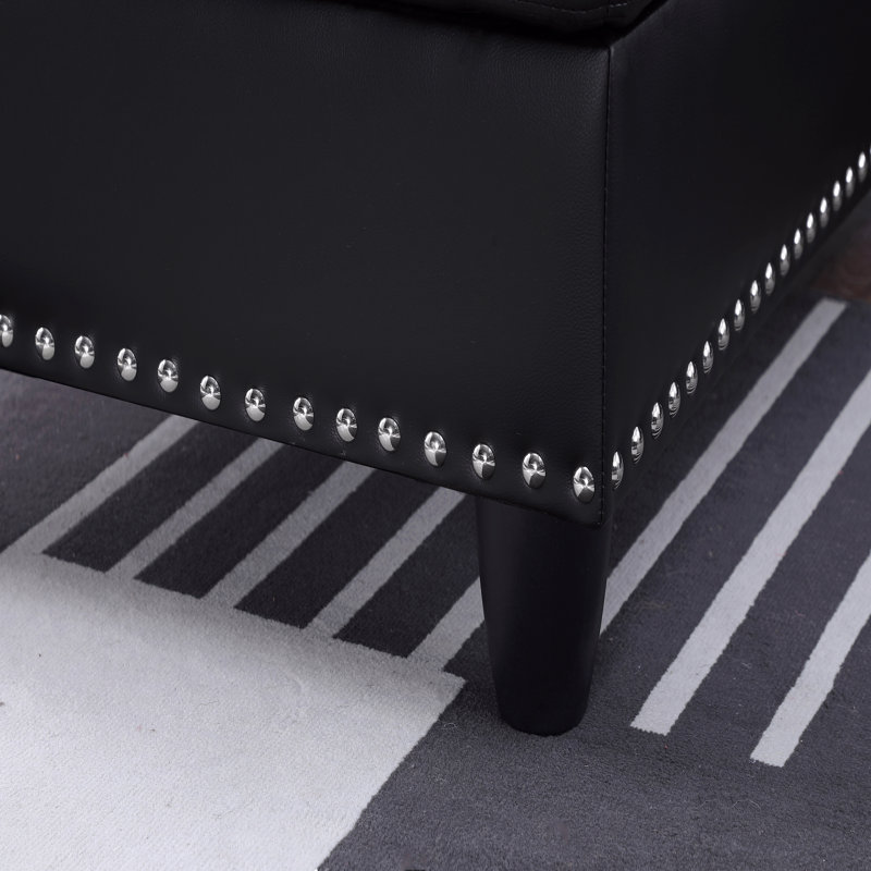 Canapé modulaire en similicuir avec repose-pieds, Noir