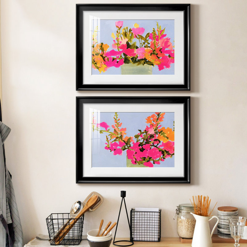 Blooms saturés I - ensemble de 2 cadres photo, Cadre noir, H 24,5 po x l 37 po x P 1 po