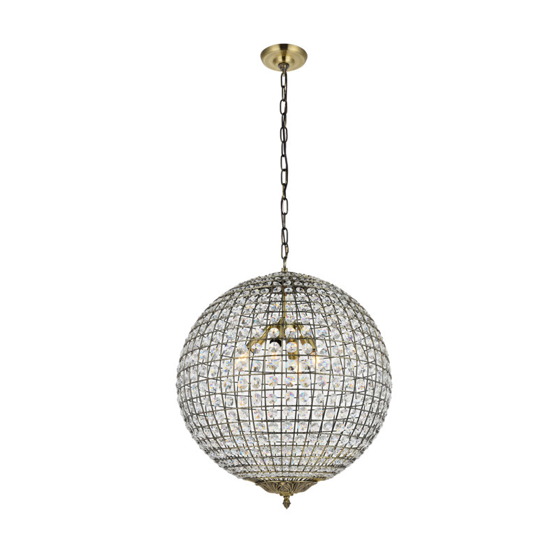 Tessanne Dimmable Metal and Globe Pendant, 24.5" H x 20" W x 20" D, 4 Lights