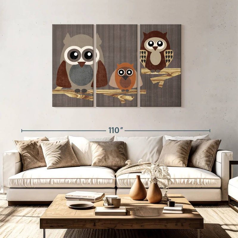 Brampt Three Owls, 48" H x 74" W