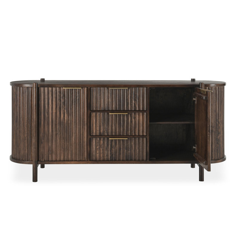 Redford 73" Mango Wood Mid-Century Modern Brown Buffet Sideboard