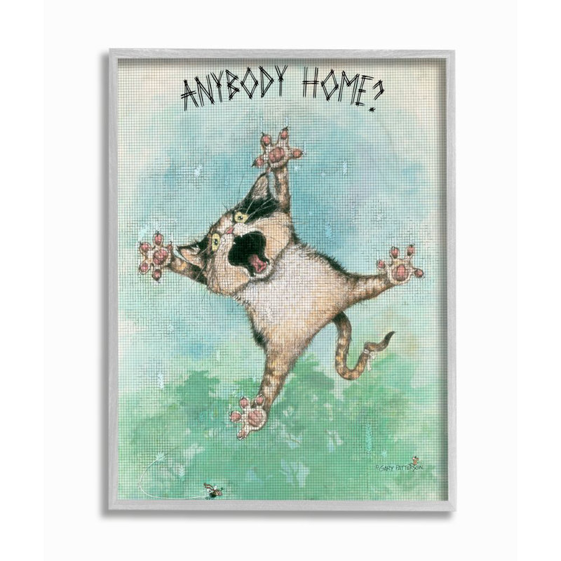 «Anybody Home Funny Cat» par Gary Patterson - impression d'art graphique, Estampe numérique Farmhouse, H 11 po x l 14 po