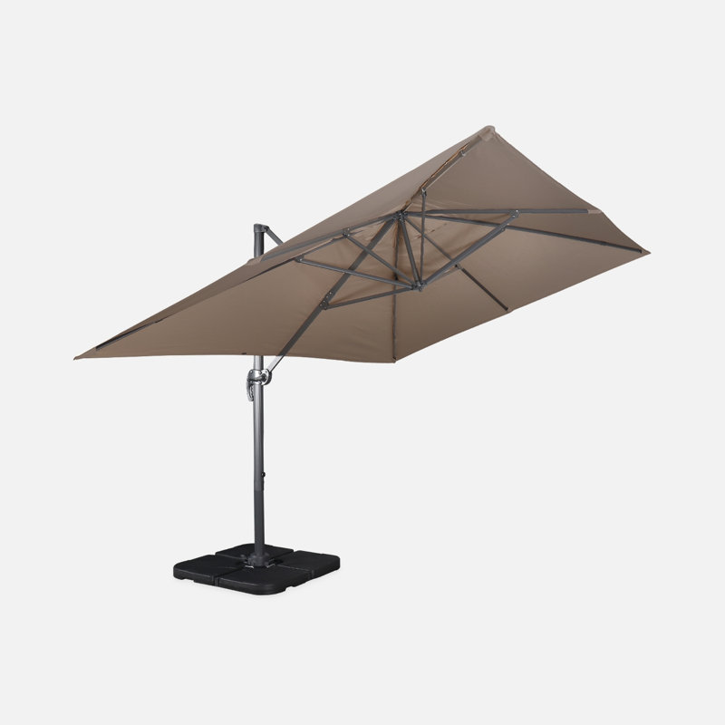 Carleena 380cm X 286cm Rectangular Tilt Cantilever Parasol, Brown