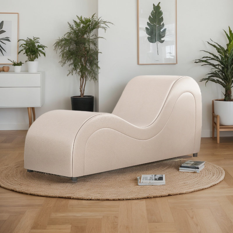 Méridienne courbée en simili cuir Wrought Studio, Beige