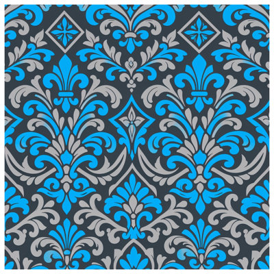 Blue Gray Damask Pattern Comforter