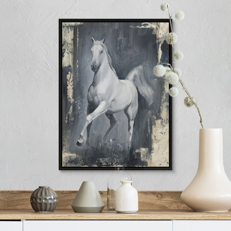 Reproduction d’art « Running Stallion II » par Ethan Harper, Cadre noir, H 18 po x l 14 po x 1,75 po