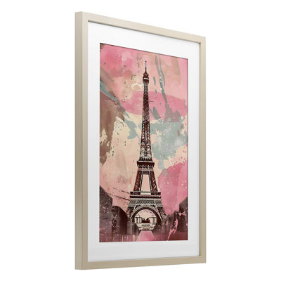 Tour parisienne rose et bleu, reproduction encadrée sous verre, design by Creative Studio