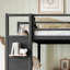 Structure de lit mezzanine avec garde-robe, lit mezzanine en métal avec tablettes de rangement et panneau perforé