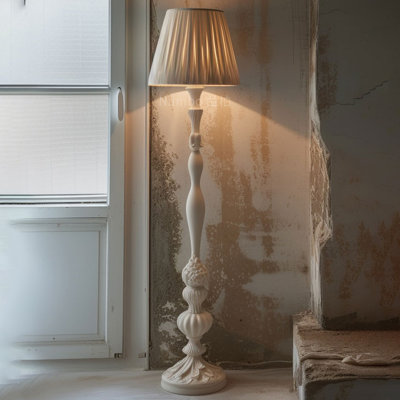 Lampes sur pied en résine blanche et tissu