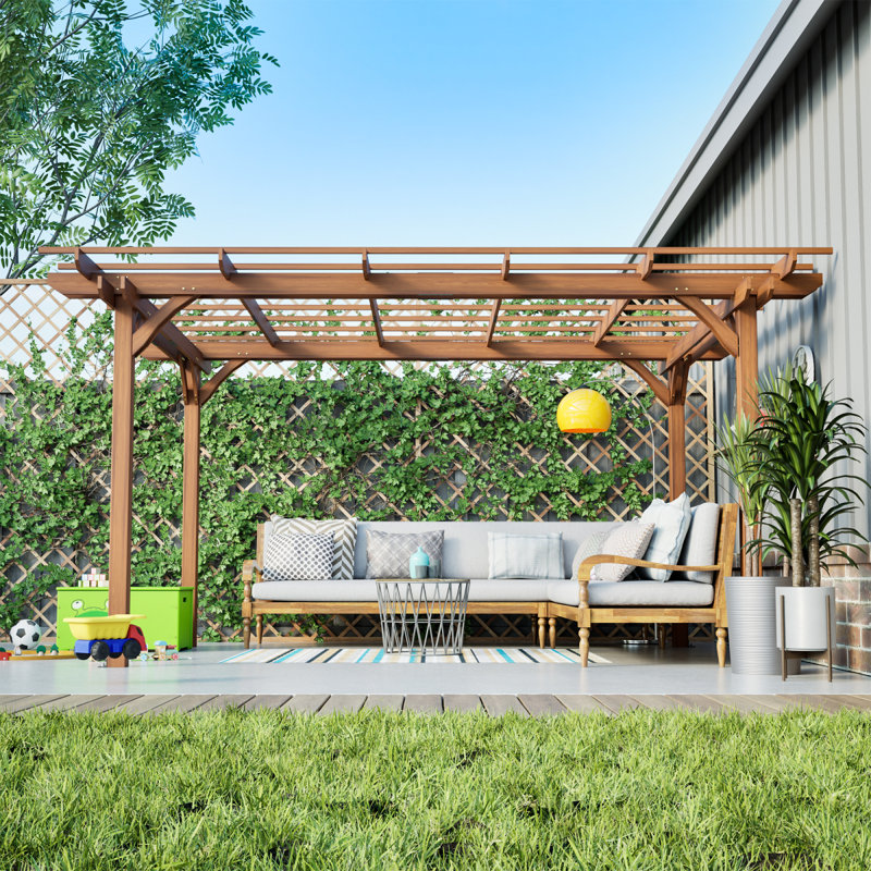 Pergola extérieure en bois 12 x 10 pi, pergola raisin en bois pour le soutien des plantes grimpantes pour le jardin, le patio, la cour arrière, la terrasse
