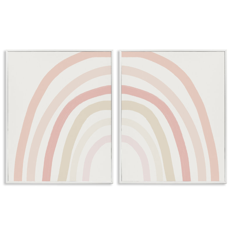 Ensemble de 2 giclées encadrées pour enfants en forme d'arc-en-ciel pastel pour enfants par Leah Straatsma, H 14 po x l 11 po
