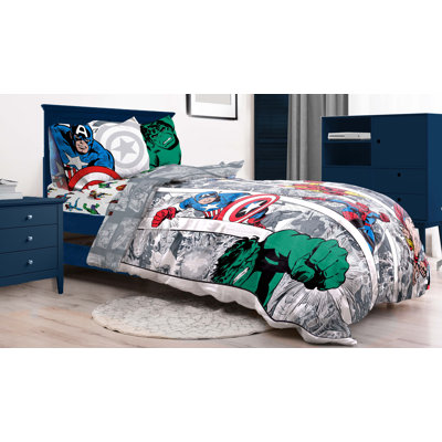 Marvel Comics Avengers Comic Cool 100% Cotton Double Bed Set (3 Pc)