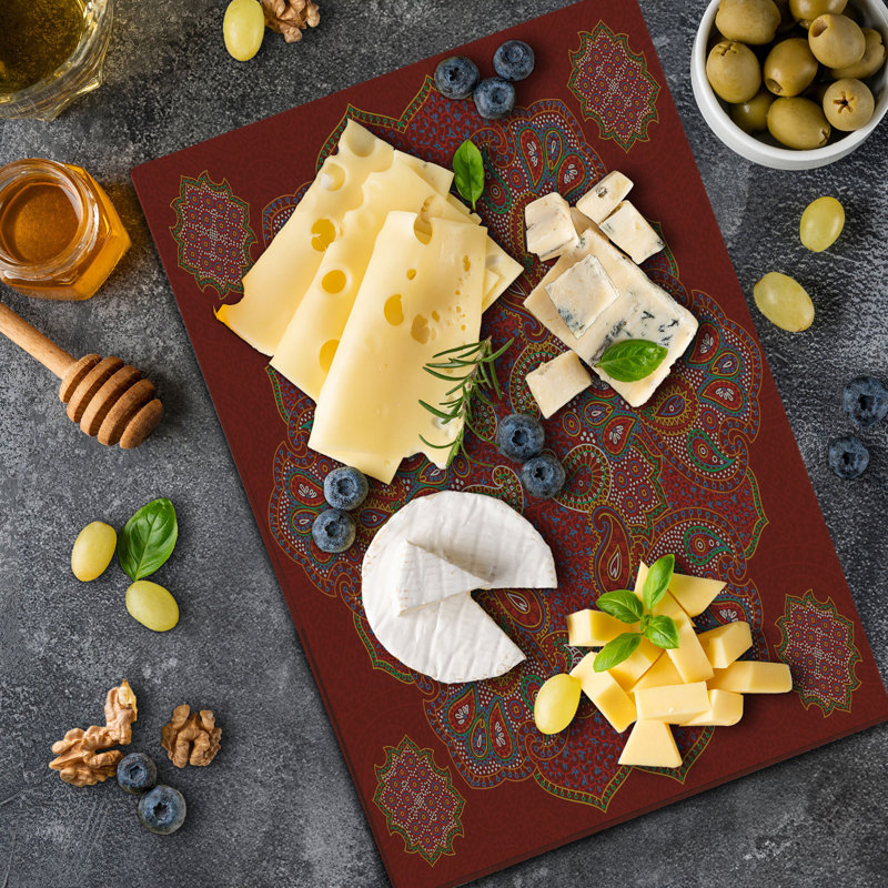 Planche à découper Ambesonne Mandala grand motif cachemire traditionnel bourgogne blanc