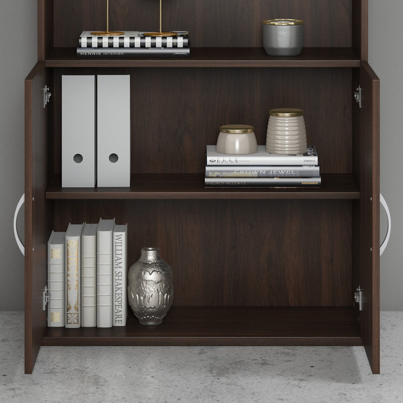 Hybrid Storage Bookcase, Black Walnut