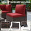 Ensemble de conversation modulaire en osier pour 6 personnes avec coussins-992035058-992035057