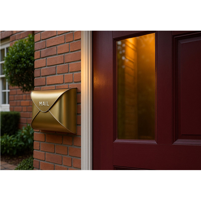 Envelope Steel Wall Mounted Mailbox, Antique Brass