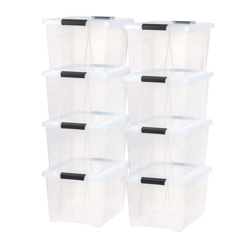 Clear 32 Qt Stackable Plastic Storage Bin with Lid