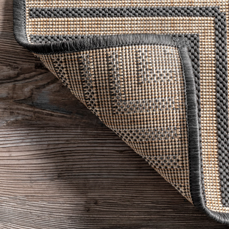 Alegre Bordered Indoor/Outdoor Rug, Rectangle 5' x 8', Dark Gray