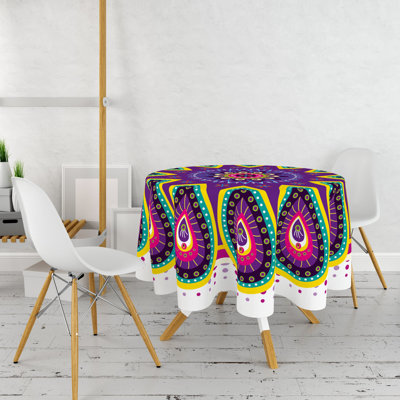 Jasiah Elegant Round Tablecloth, 100% Polyester, 63.0 inches Diameter | 3D Printed Design, Machine Washable at 86°F | Perfect for Dining Room, Weddings & Special Occasions, Durable and Stylish Decoration