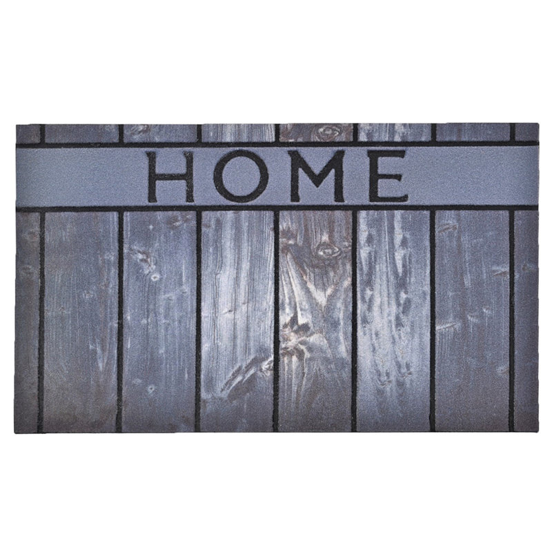 Outdoor Mat Non-Slip Striped Doormat, Grey/Black