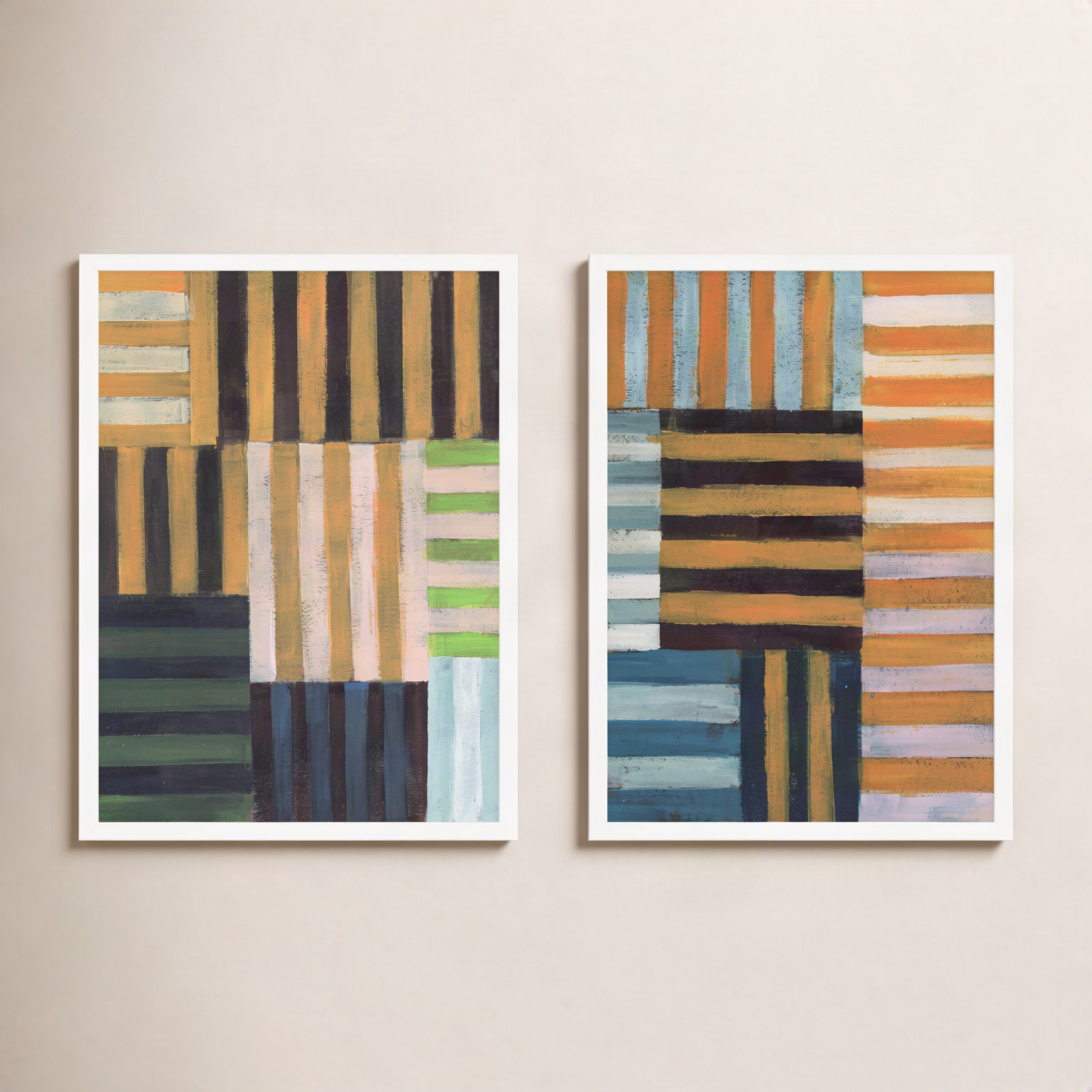Give-and-Take 2-Piece Print Set, 25" H x 20" W, Framed Print Canvas without Mat, Black