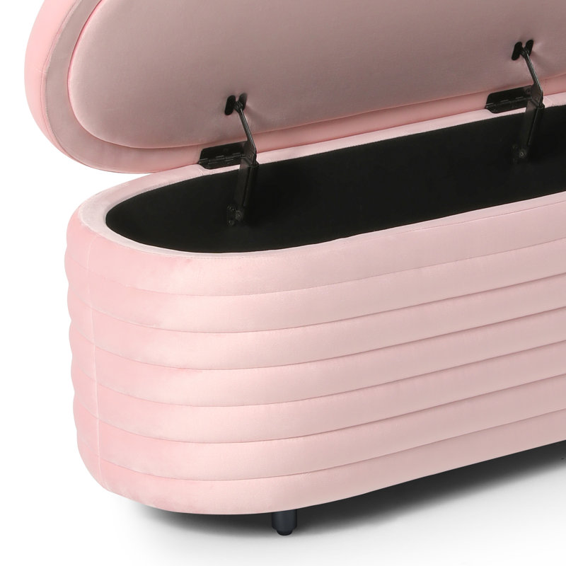 Farrah Upholstered Storage Bench, 18.1" H x 42.5" W x 17" D, Pink