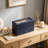 9.3 Inch Navy Blue Textured Leatherette Watch Jewelry Display Case with Tempered Glass Lid & Storage Drawer