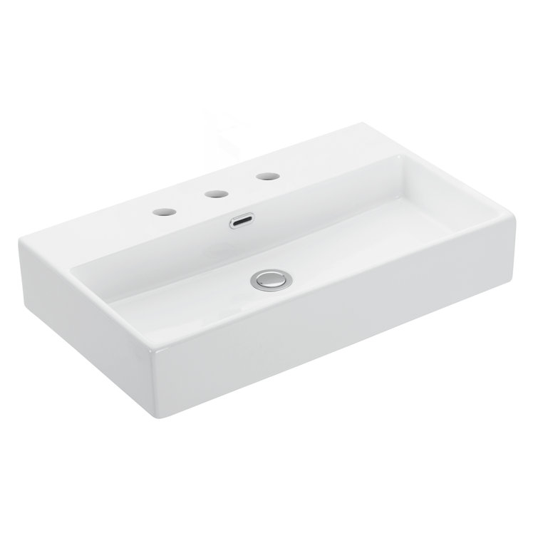 WS Bath Collections Quattro 16.4'' Ceramic Rectangular Bathroom Sink with Overflow