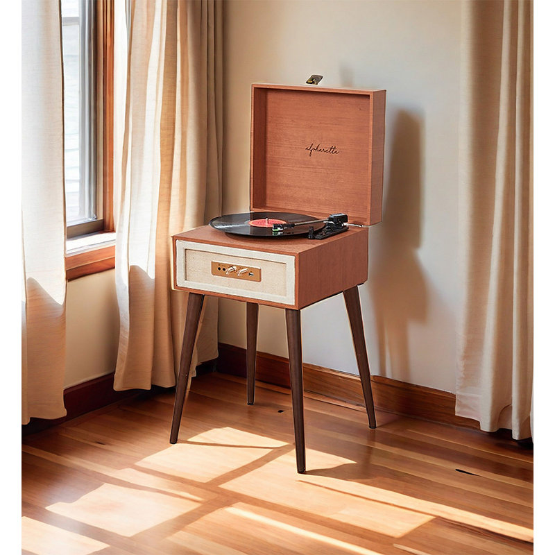 Tourne-disque vinyle Retromax Bluetooth: lecteur LP sur pied, Érable