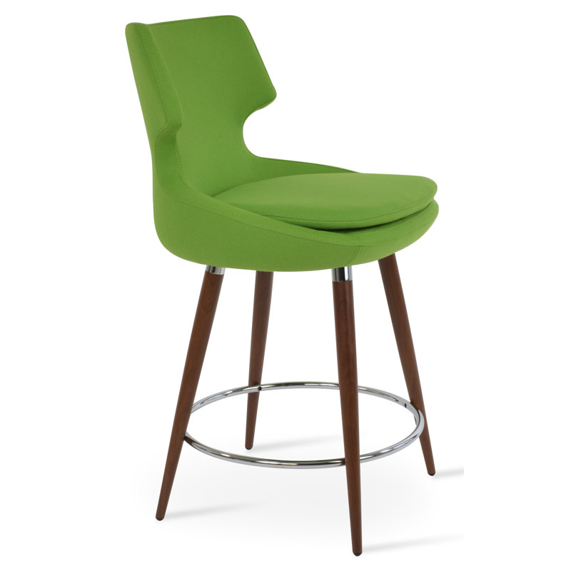 Patara Ana Counter & Bar Stool, Walnut/Chrome, Bar Stool (31” Seat Height), Light Gray  PPM-FR