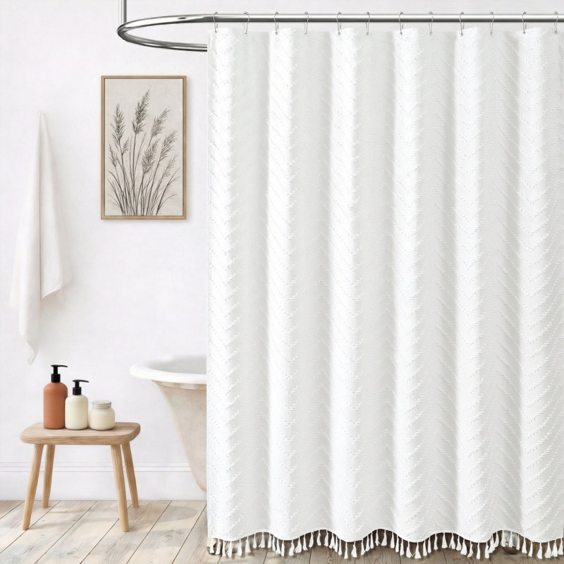 Rideaux de douche Boho, H 72 po x l 72 po, Blanc