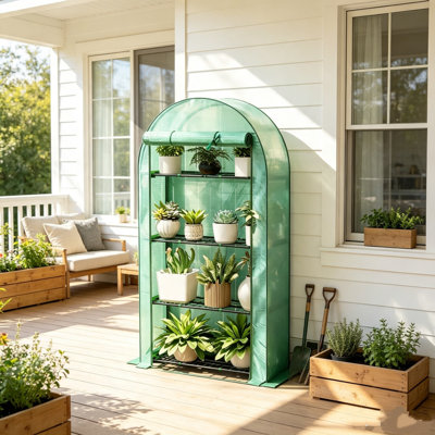 Serre Lean to Portable pour jardin extérieur avec toit incliné pour la protection des plantes fixée au mur