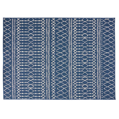 Blue Rectangle Polypropylene 5'3"x7' Rug