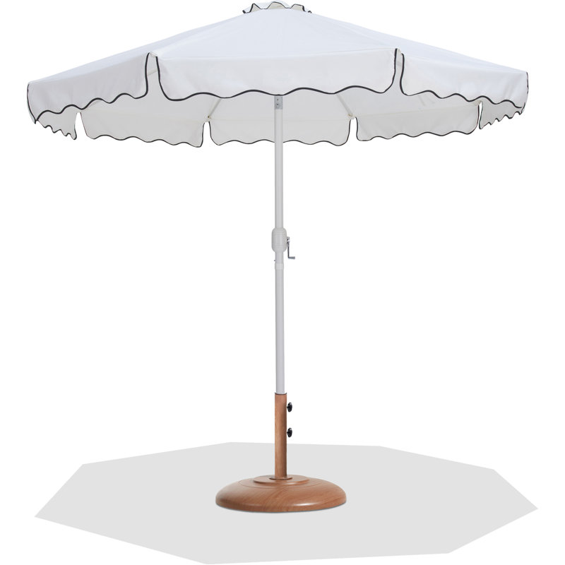 Ensemble de parasol en aluminium avec passepoil Amalfi, Blanc, Blanc