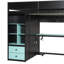 Lits mezzanine jumeaux avec rangement, bois MDF pin, bureau moderne et multifonctionnel-799069485