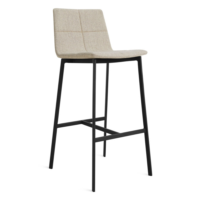 Between Us Stool, Bar Stool (31" Seat Height), Tait Stone Textured Basketweave, Black