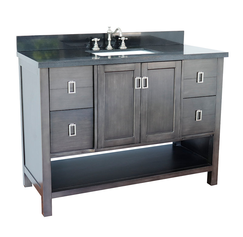 Ensemble de meuble-lavabo simple 49 po Wilhoit, Brun argenté / galaxie noire